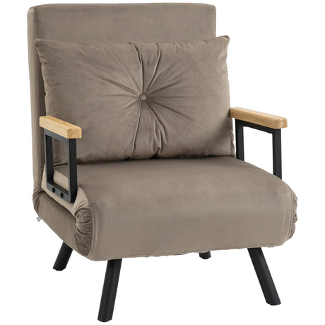 easycomfort easycomfort poltrona letto imbottita 3 in 1 con schienale reclinabile in 5 posizioni e cuscino 63x73x81 cm grigio