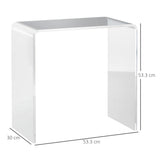 easycomfort easycomfort tavolino da salotto in acrilico a u con bordi lisci e angoli arrotondati 53 5x30 5x53 5 cm trasparente