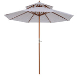 easycomfort easycomfort ombrellone da giardino terrazzo in legno con doppio tetto impermeabile crema 2.7 2.6m