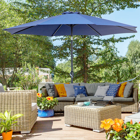 easycomfort easycomfort ombrellone da giardino 3x2 5 inclinabile con manovella e palo smontabile in metallo e poliestere blu