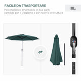 easycomfort easycomfort ombrellone da giardino con manovella e testa inclinabile 300x245cm verde