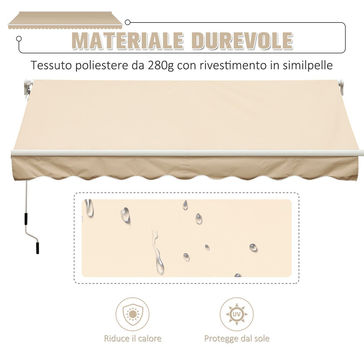 easycomfort easycomfort tenda da sole avvolgibile a parete da esterno impermeabile in alluminio beige 3x2.5m