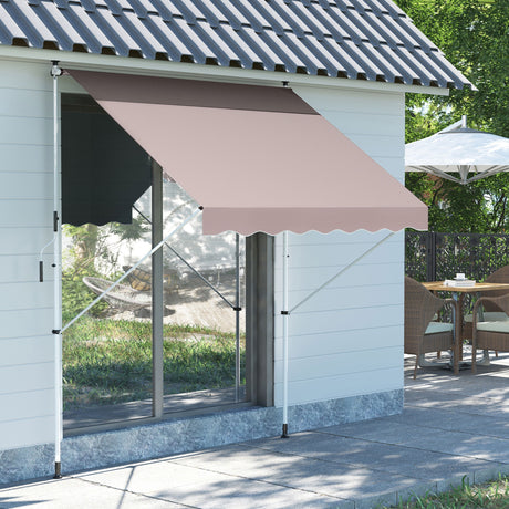 easycomfort easycomfort tenda da sole con manovella telaio telescopico e angolo regolabile beige 200x150cm