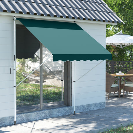 easycomfort easycomfort tenda da sole con manovella telaio telescopico e angolo regolabile verde 200x150cm