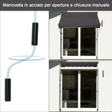 easycomfort easycomfort tenda da sole con manovella telaio telescopico e angolo regolabile grigio 200x150cm