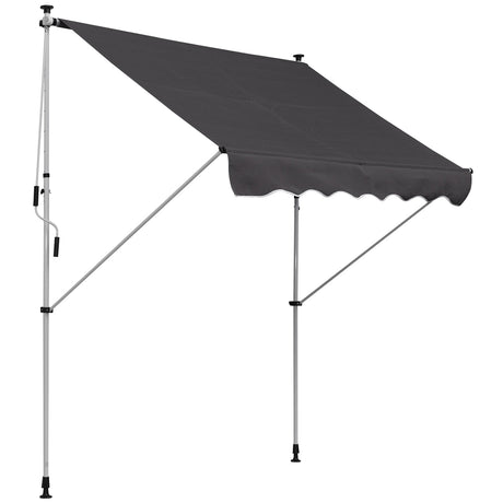 easycomfort easycomfort tenda da sole con manovella telaio telescopico e angolo regolabile grigio 200x150cm