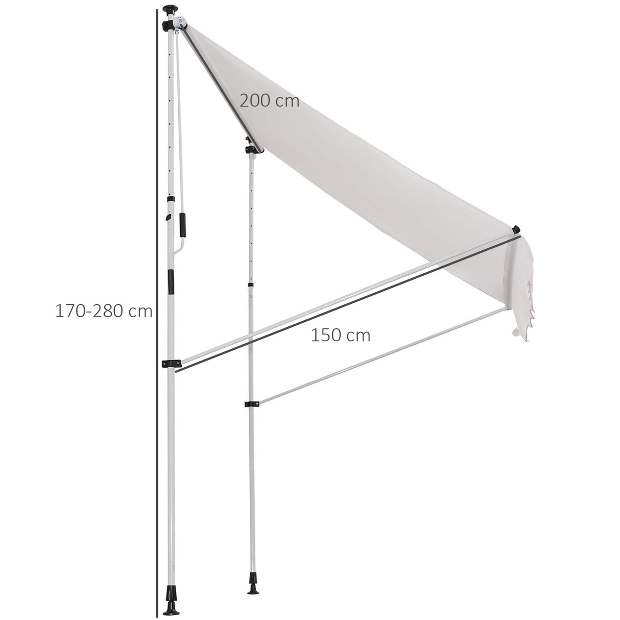 easycomfort tenda da sole da esterno a rullo con manovella altezza e angolazione regolabile 200x150cm