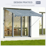 easycomfort tenda da sole a bracci 3x1.5m con manovella e struttura telescopica bianco e verde