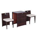 easycomfort easycomfort set mobili da giardino in rattan e ferro 3 pz set di tavolino e sedia con cuscino marrone e nero