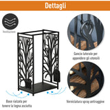 easycomfort easycomfort potalegna per camino in acciaio nero e antiruggine con accessori 46 x 29 x 70cm