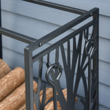 easycomfort easycomfort potalegna per camino in acciaio nero e antiruggine con accessori 46 x 29 x 70cm