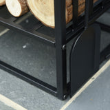 easycomfort easycomfort portalegna in acciaio nero per interni ed esterni con 4 attrezzi inclusi
