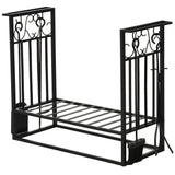 easycomfort easycomfort portalegna in acciaio nero per interni ed esterni con 4 attrezzi inclusi