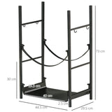 easycomfort portalegna da interno ed esterno in metallo con paletta scopa attizzatoio e pinza nero