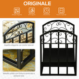 easycomfort portalegna da interno ed esterno in metallo con ripiano curvo fino 60kg di legna nero