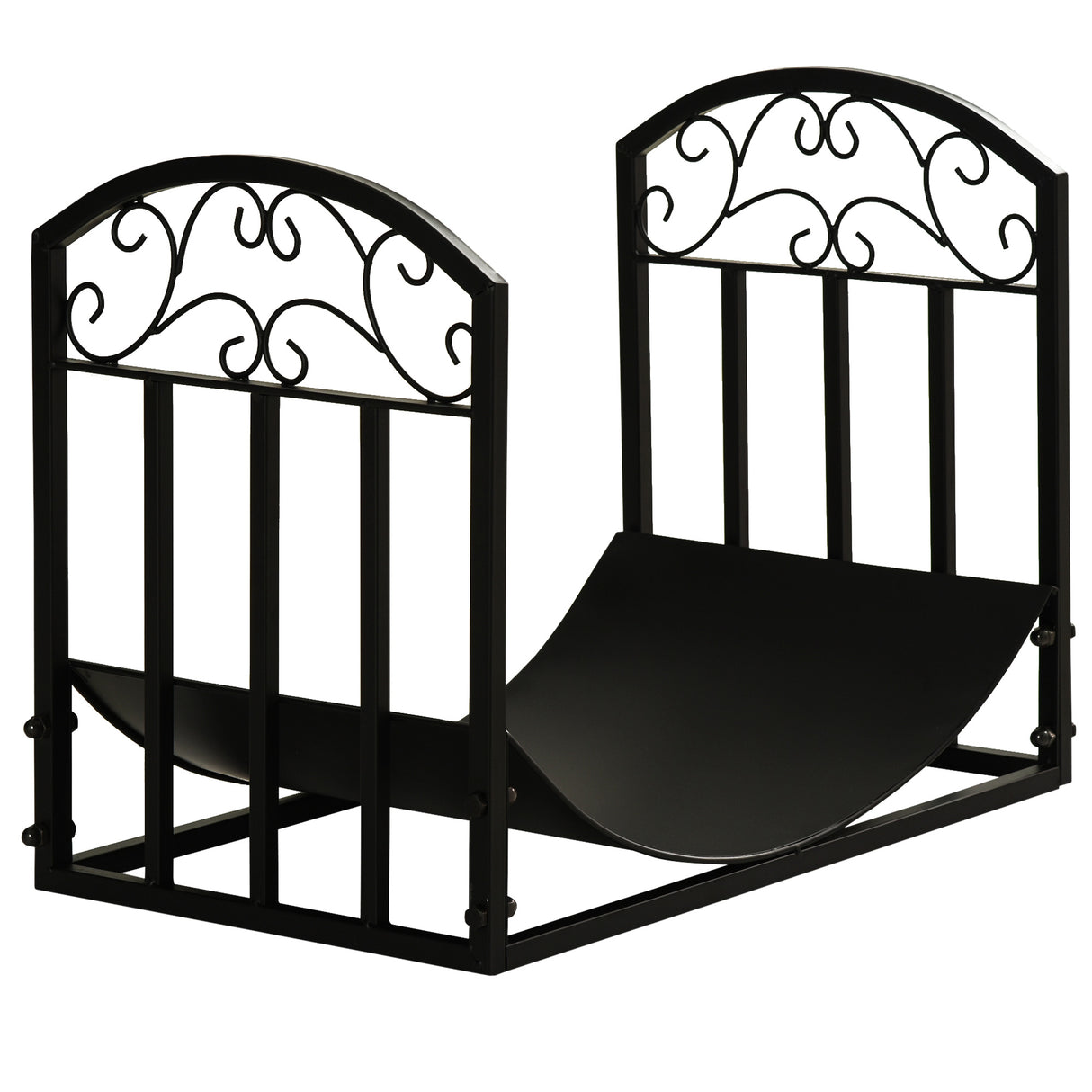 easycomfort portalegna da interno ed esterno in metallo con ripiano curvo fino 60kg di legna nero