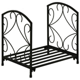 easycomfort portalegna per camino da interno ed esterno in metallo con base rialzata per 50kg di legna 39.5x31.5x39.5cm nero