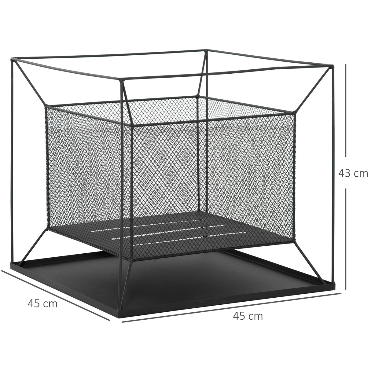 easycomfort braciere da giardino a legna portatile con attizzatoio 45x45x43cm nero
