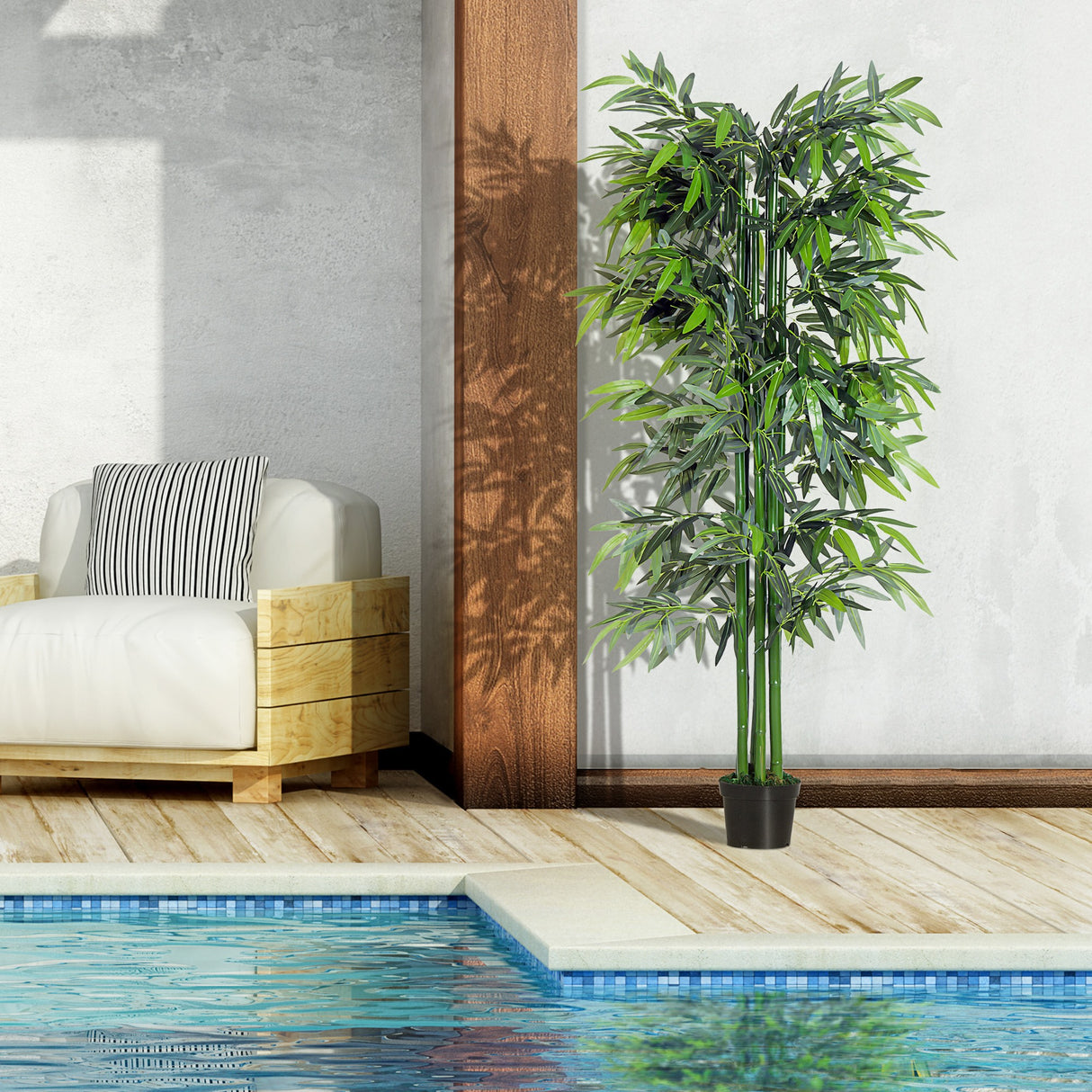 easycomfort pianta di bambu artificiale in vaso da 180cm per interni ed esterni