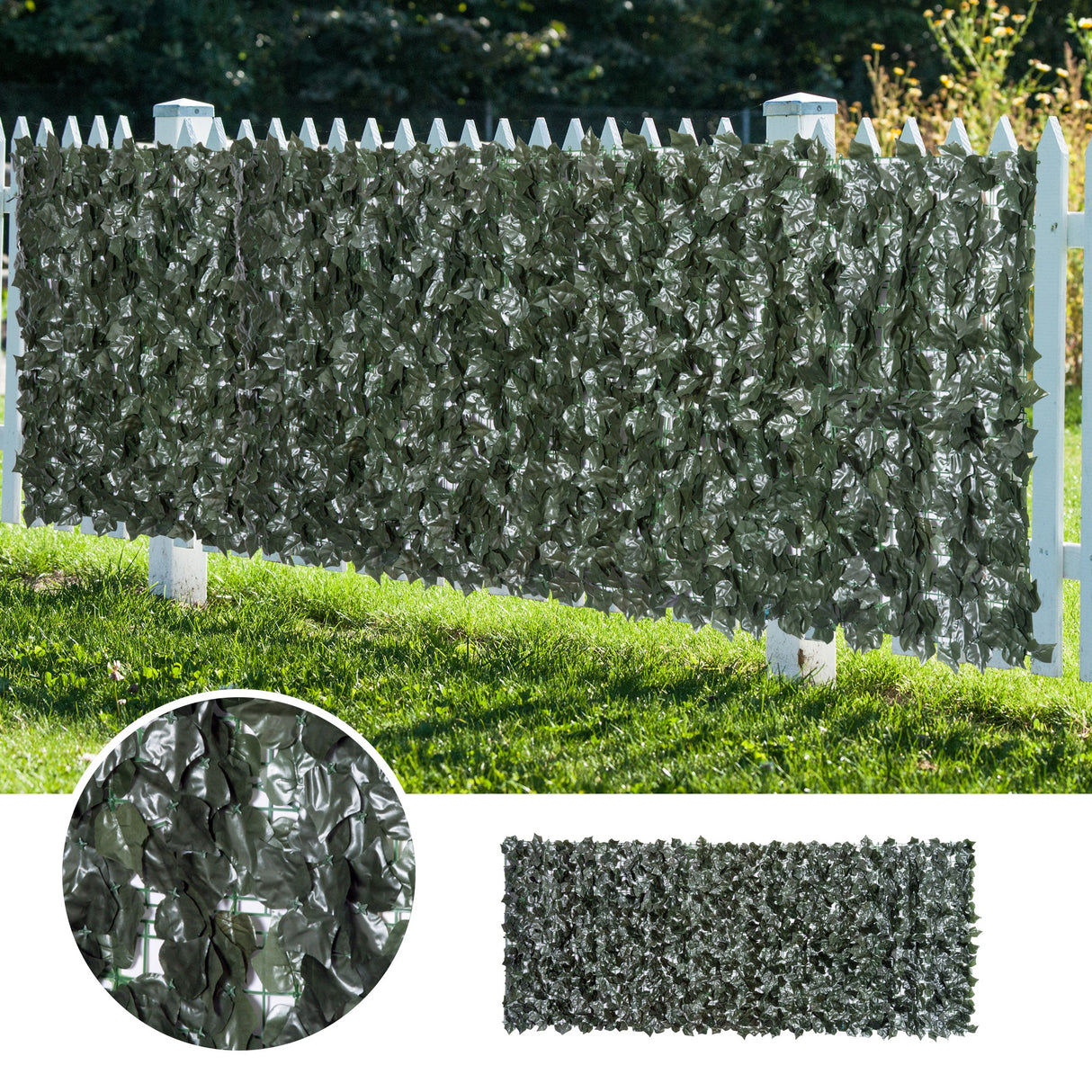 easycomfort rotolo di siepe artificiale per balcone e giardino in pe anti uv con foglie verde scuro 240x100cm