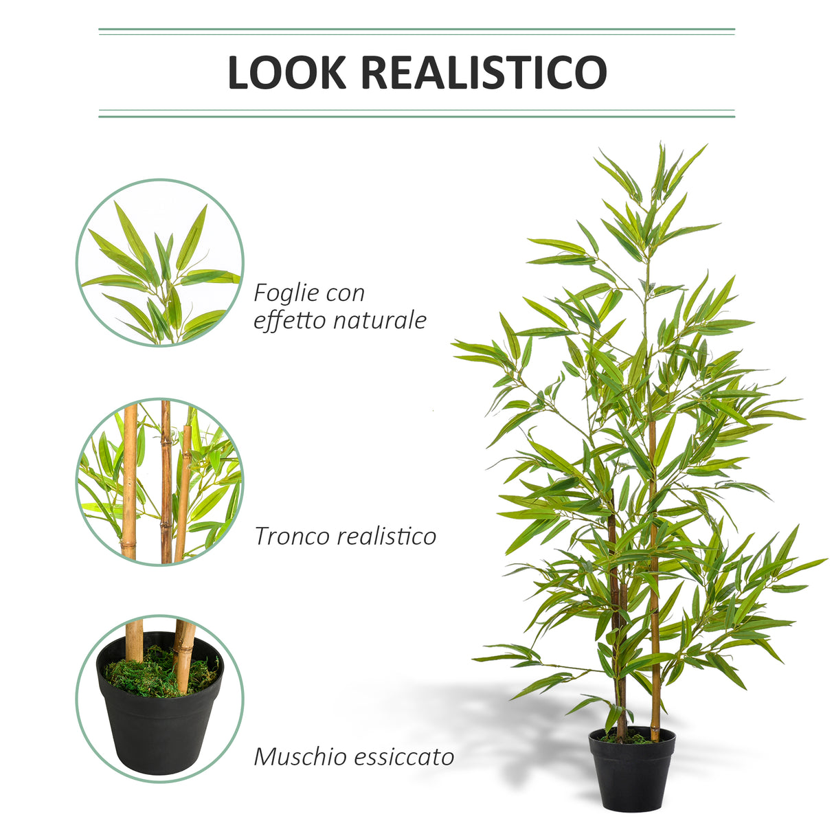 easycomfort easycomfort bambu in vaso artificiale per interno ed esterno alta 120cm verde