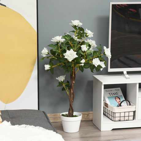 easycomfort easycomfort camelia alberello artificiale con 21 fiori e vaso alta 90cm