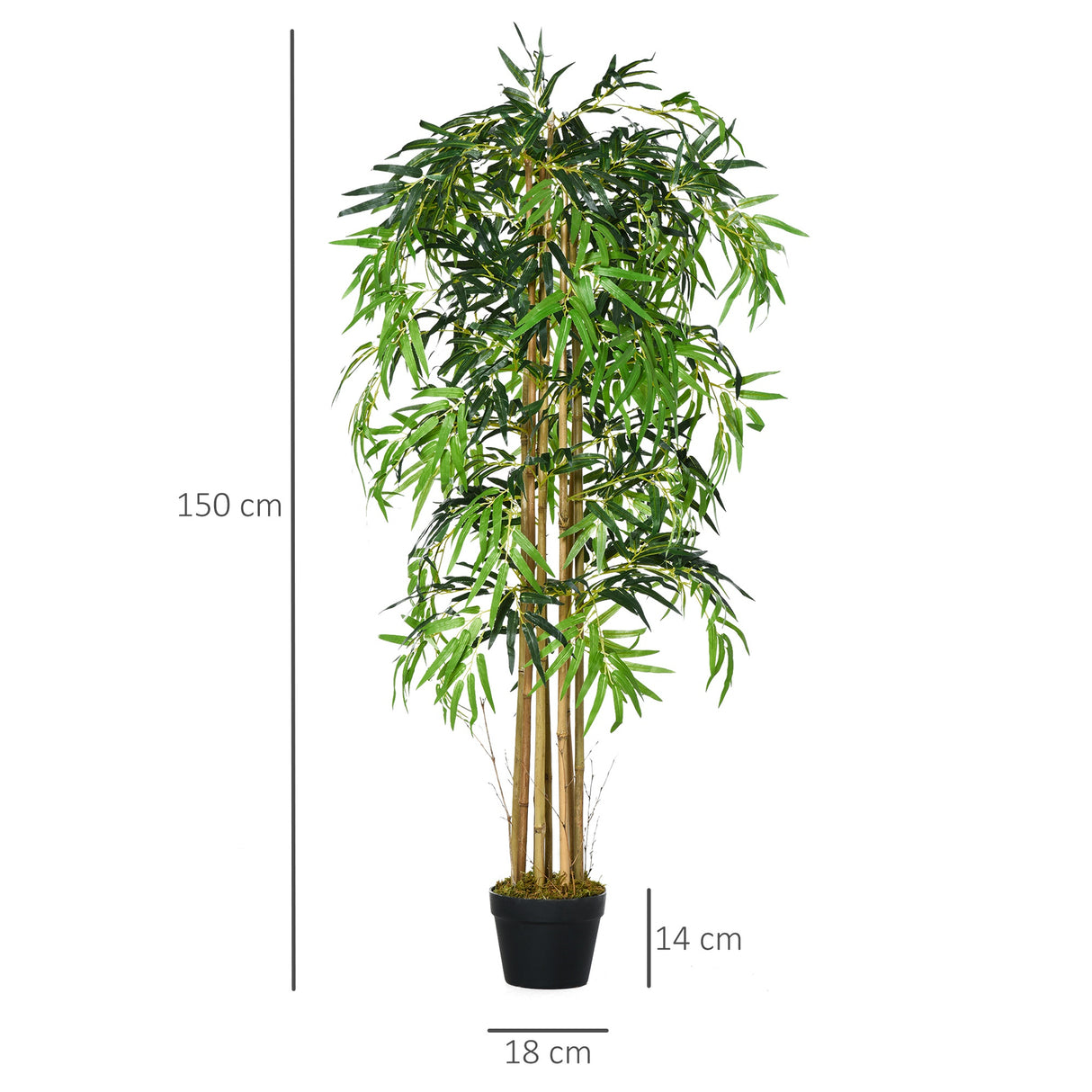 easycomfort bambu artificiale con vaso per interno ed esterno 18x150cm
