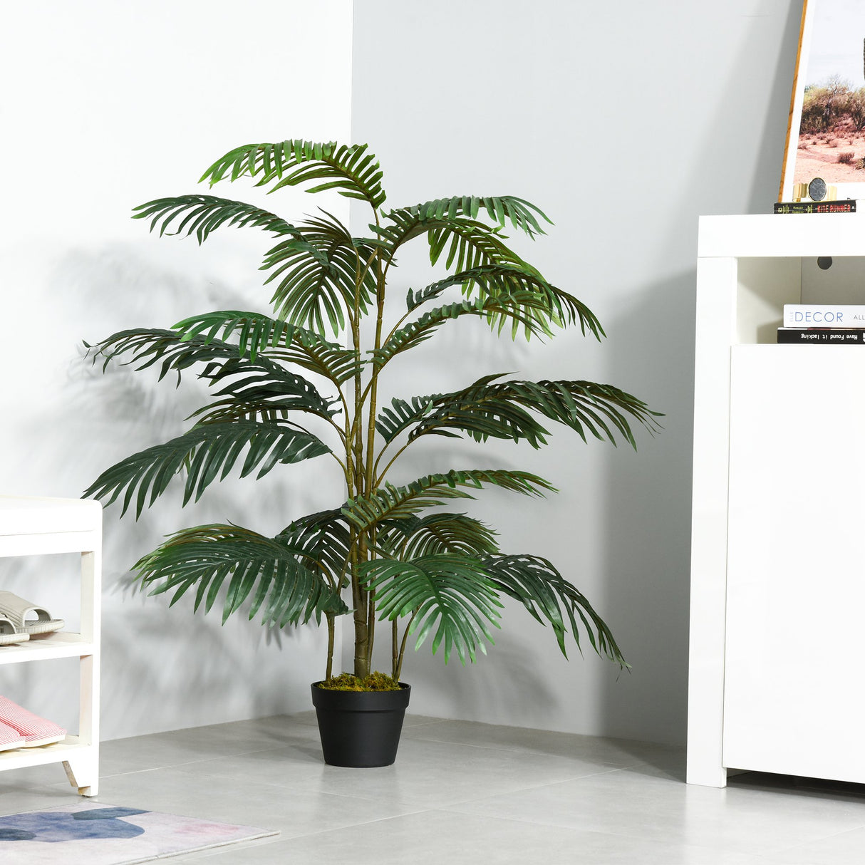 easycomfort easycomfort palma in plastica decorativa con 20 foglie e vaso altezza 140cm