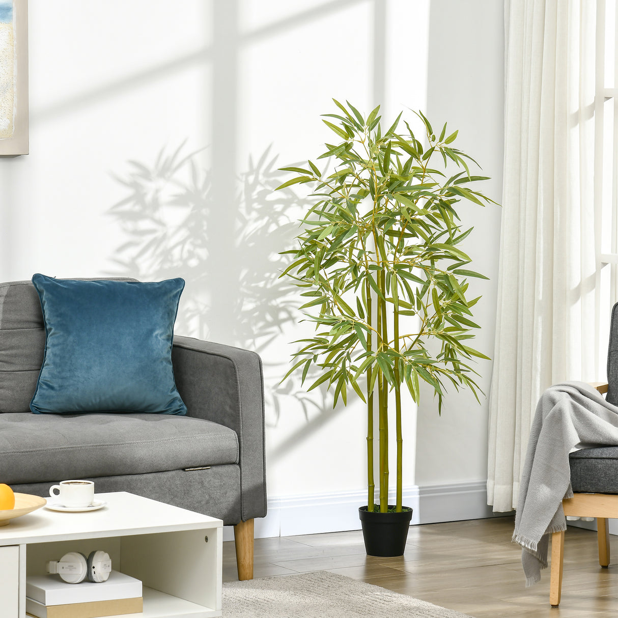 easycomfort bambu in vaso artificiale pianta finta decorazione per interno ed esterno altezza 120cm verde