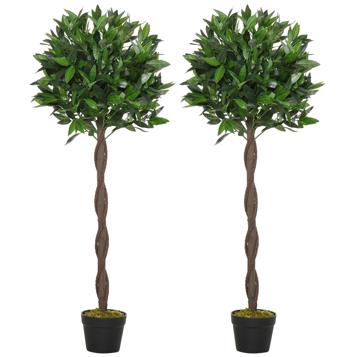 easycomfort easycomfort set 2 piante finte di alloro in vaso alte 120cm per interni ed esterni
