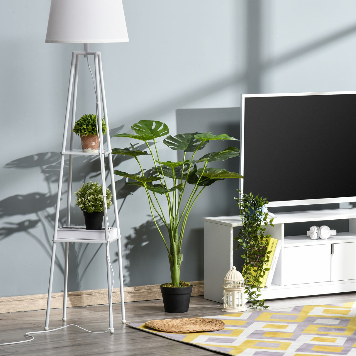 easycomfort easycomfort monstera artificiale 13 foglie e vaso alta 85cm per interno ed esterno