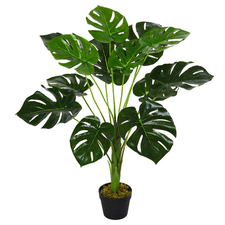easycomfort easycomfort monstera artificiale 13 foglie e vaso alta 85cm per interno ed esterno