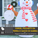 easycomfort easycomfort pupazzo di neve gonfiabile da esterno impermeabile con luci a led 240cm bianco