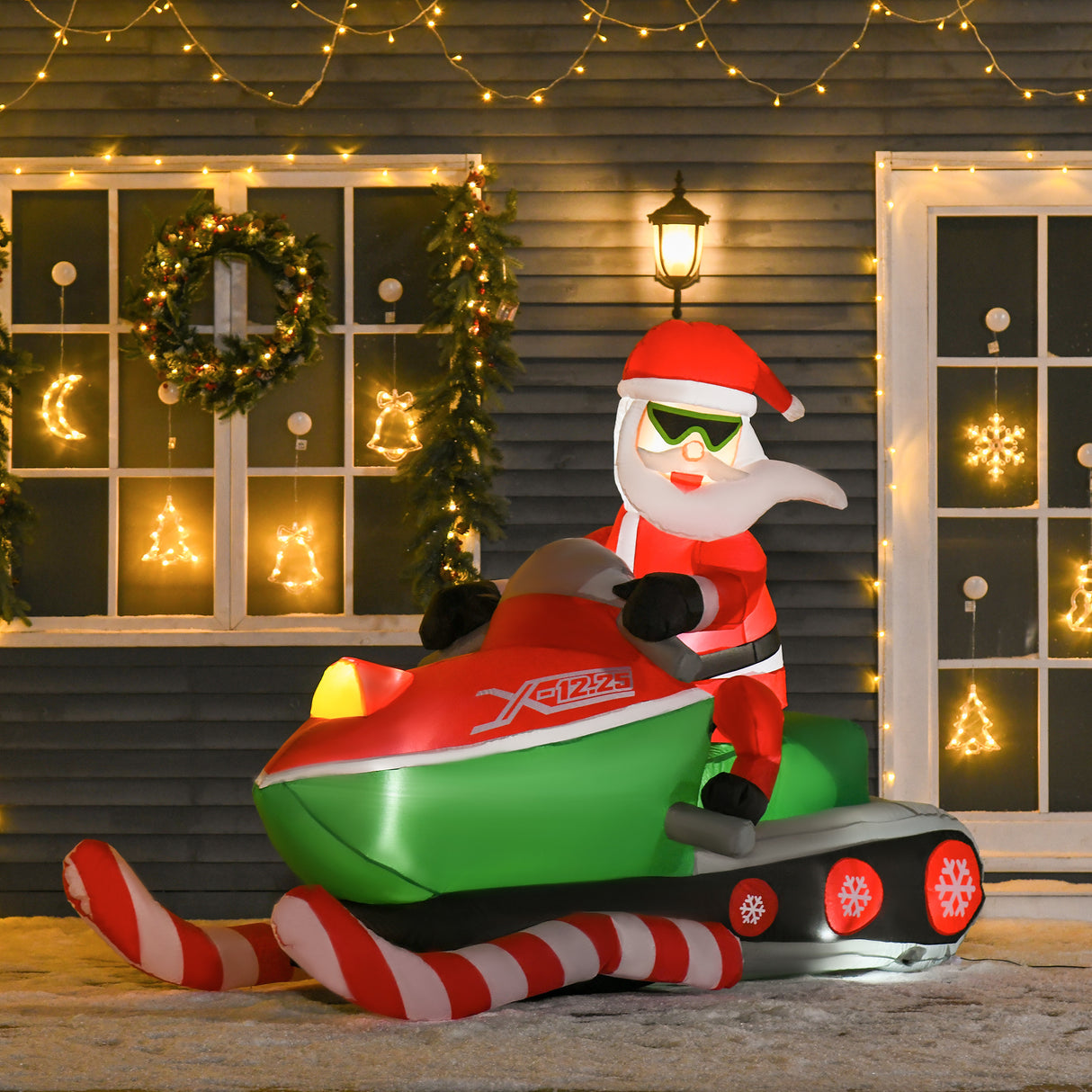 easycomfort easycomfort babbo natale gonfiabile su motoslitta con luci led integrate decorazione natalizia da esterno verderosso