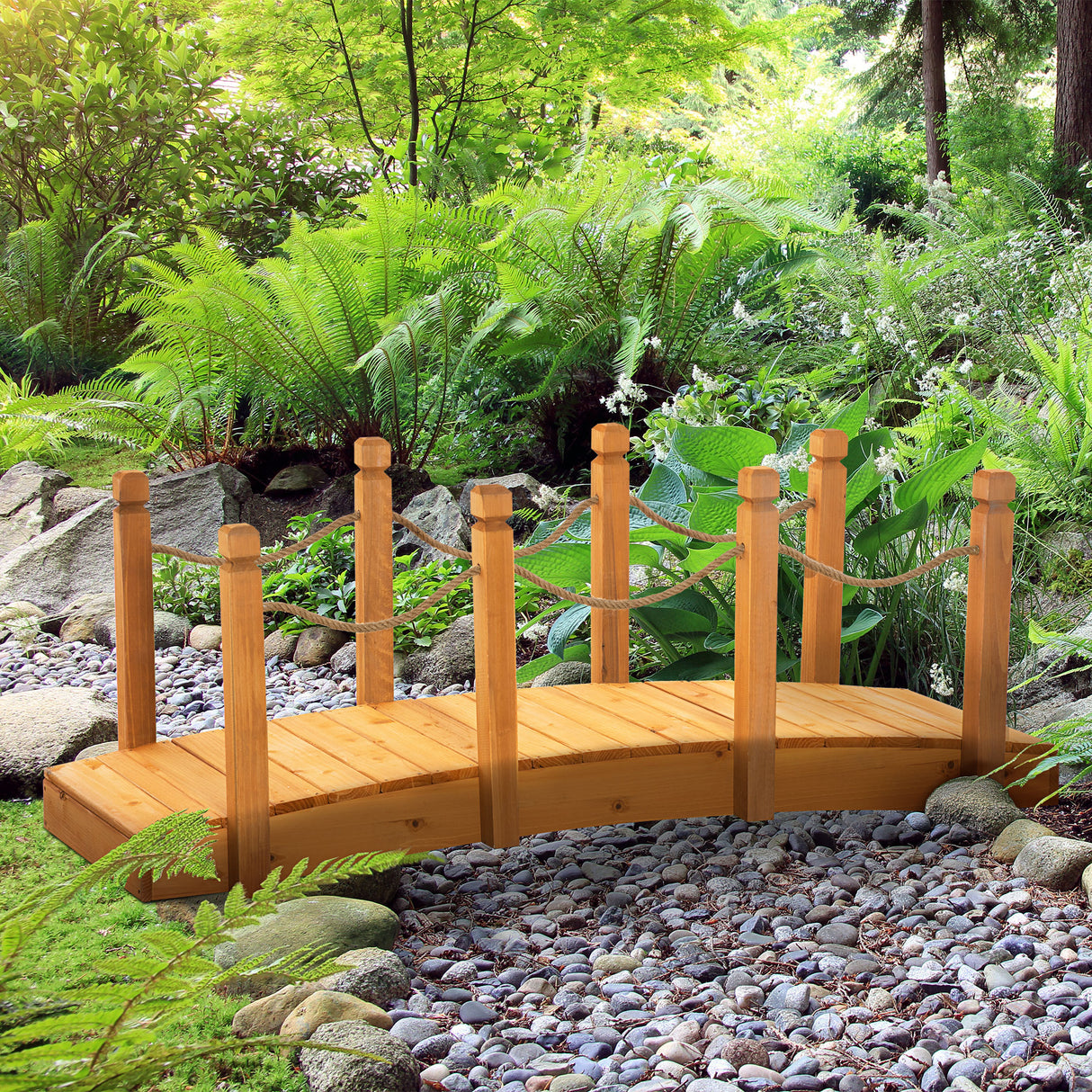 easycomfort ponticello di legno da esterni con sponde in canapa struttura in legno d abete 150x58x58.5cm arancione
