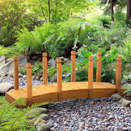 easycomfort ponticello di legno da esterni con sponde in canapa struttura in legno d abete 150x58x58.5cm arancione