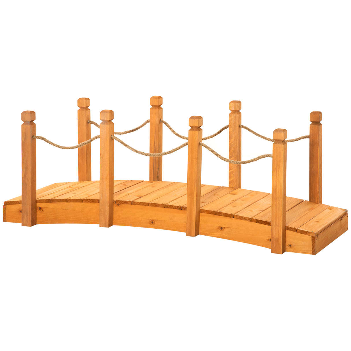 easycomfort ponticello di legno da esterni con sponde in canapa struttura in legno d abete 150x58x58.5cm arancione