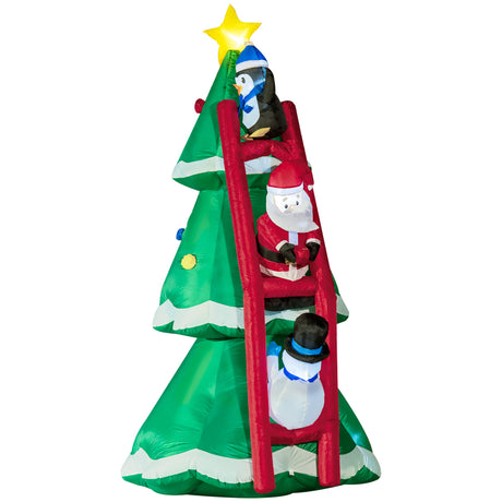 easycomfort easycomfort albero di natale gonfiabile con babbo natale e luci led gonfiatore incluso 162x125x247cm