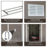 easycomfort cabina casetta da giardino porta utensili in lamiera di ferro grigio 213x127x185cm