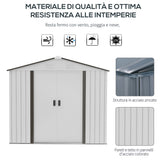 easycomfort casetta porta utensili in acciaio capanno da giardino con porte scorrevoli 213x130x185 cm bianco