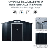 easycomfort casetta da giardino a 2 porte scorrevoli e 4 prese d aria in acciaio e pp 277x195x192cm grigia