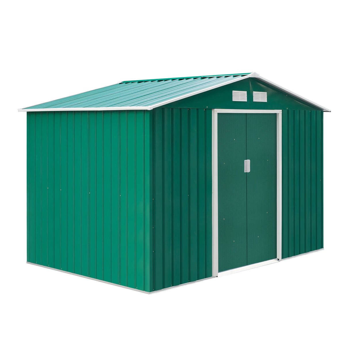 easycomfort casetta porta attrezzi capanno da giardino in acciaio zincato verde 277 x 191 x 192 cm