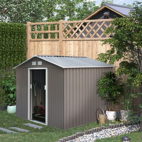 easycomfort casetta porta attrezzi capanno da giardino in acciaio zincato grigio 277 x 191 x 192 cm