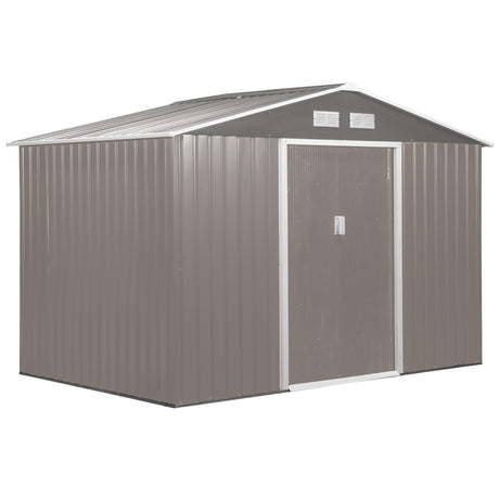 easycomfort casetta porta attrezzi capanno da giardino in acciaio zincato grigio 277 x 191 x 192 cm