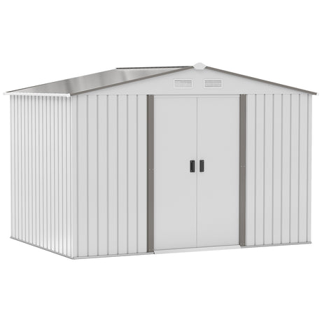 easycomfort easycomfort casetta da giardino con doppie porte scorrevoli in acciaio e pp 277x195x192cm argento
