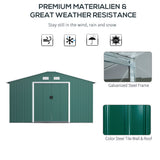 easycomfort casetta da giardino con 2 porte scorrevoli e 4 prese d aria in acciaio e pp 340x386x200cm verde