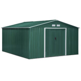 easycomfort casetta da giardino con 2 porte scorrevoli e 4 prese d aria in acciaio e pp 340x386x200cm verde