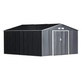 easycomfort easycomfort casetta da giardino con base e doppie porte scorrevoli capanno da giardino in acciaio 340x386x200cm grigio