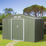easycomfort casetta da giardino con 2 porte scorrevoli e 4 prese d aria in acciaio e pp 277x195x192cm verde chiaro