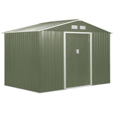 easycomfort casetta da giardino con 2 porte scorrevoli e 4 prese d aria in acciaio e pp 277x195x192cm verde chiaro